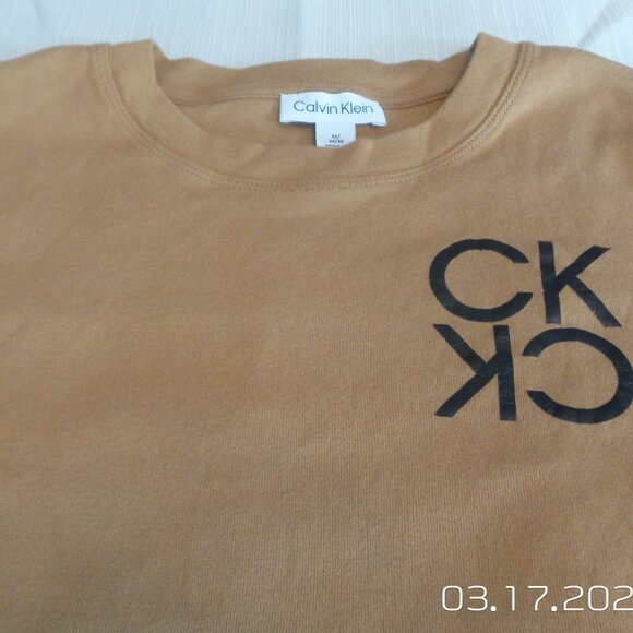 CALVIN KLEIN Women's Beige/Light Brown Short Sleeve Top Size Medium Like NEW - Picture 6 of 15